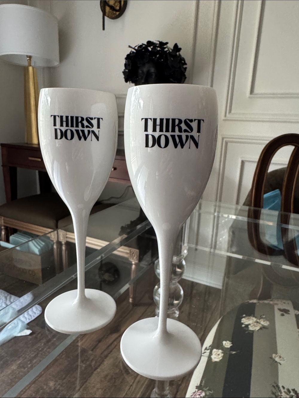 Tart by Taylor Thurst DownWhite Acrylic Wine Goblets - Set of 2